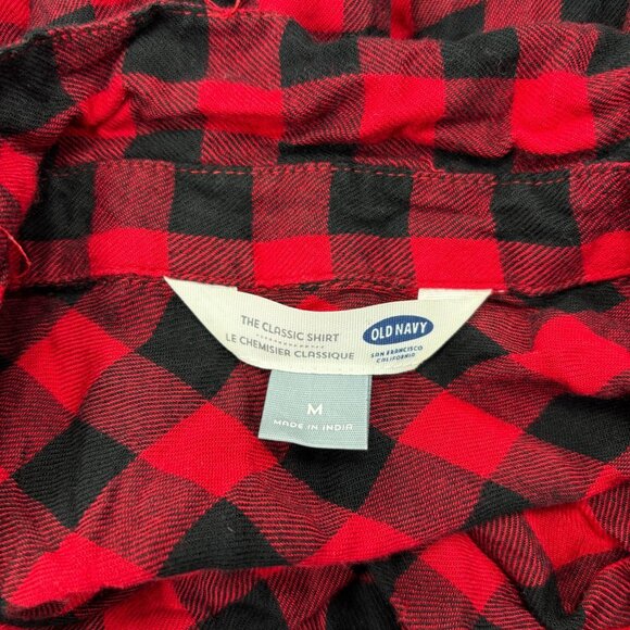 Old Navy Red & Black Plaid Button-Up Shirt  M - Picture 4 of 11